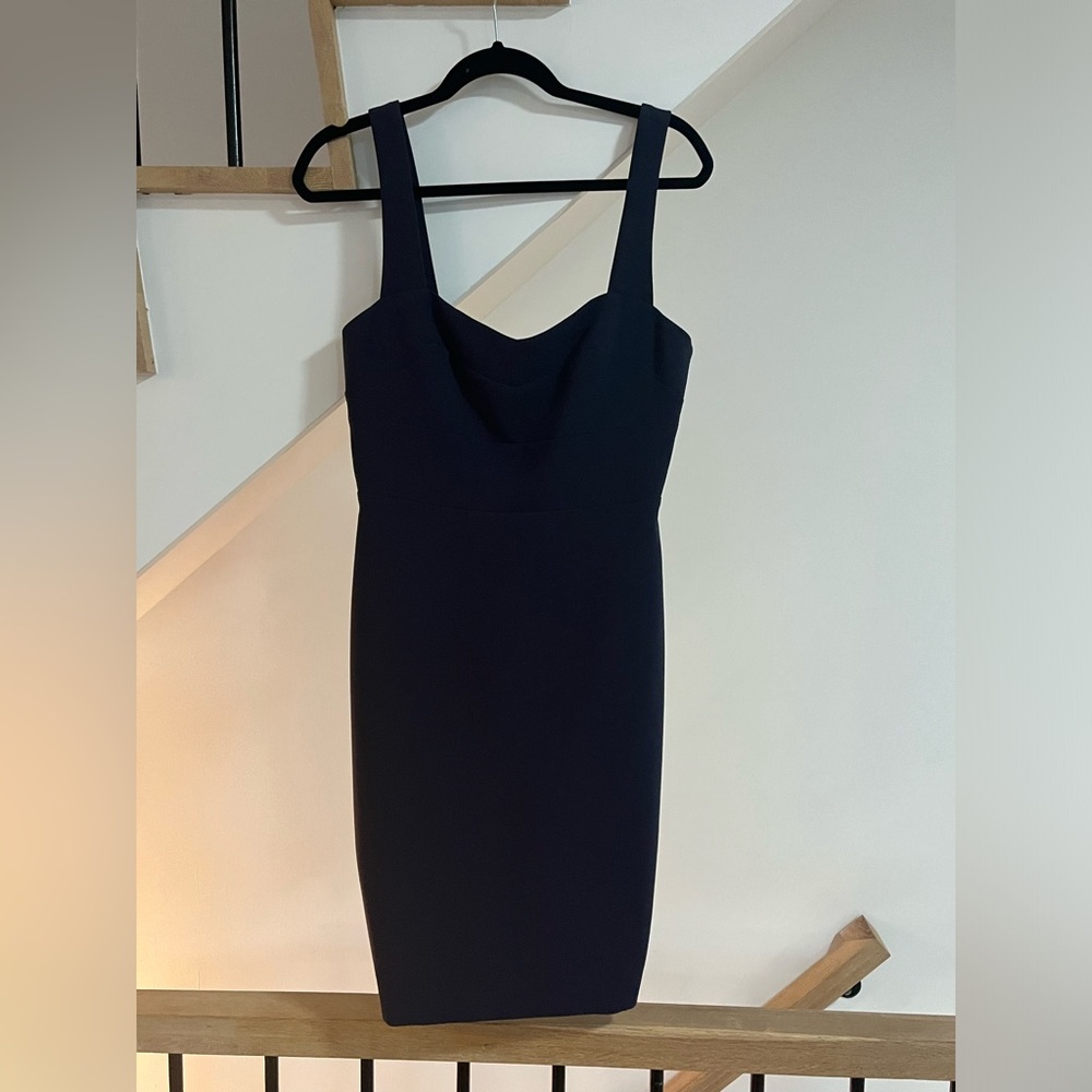 Likely midi navy sweetheart neck midi dress
